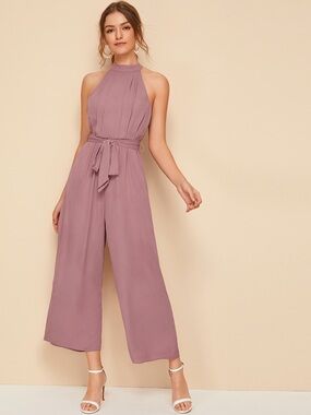 SHEIN Dusty Rose Halter Jumpsuit